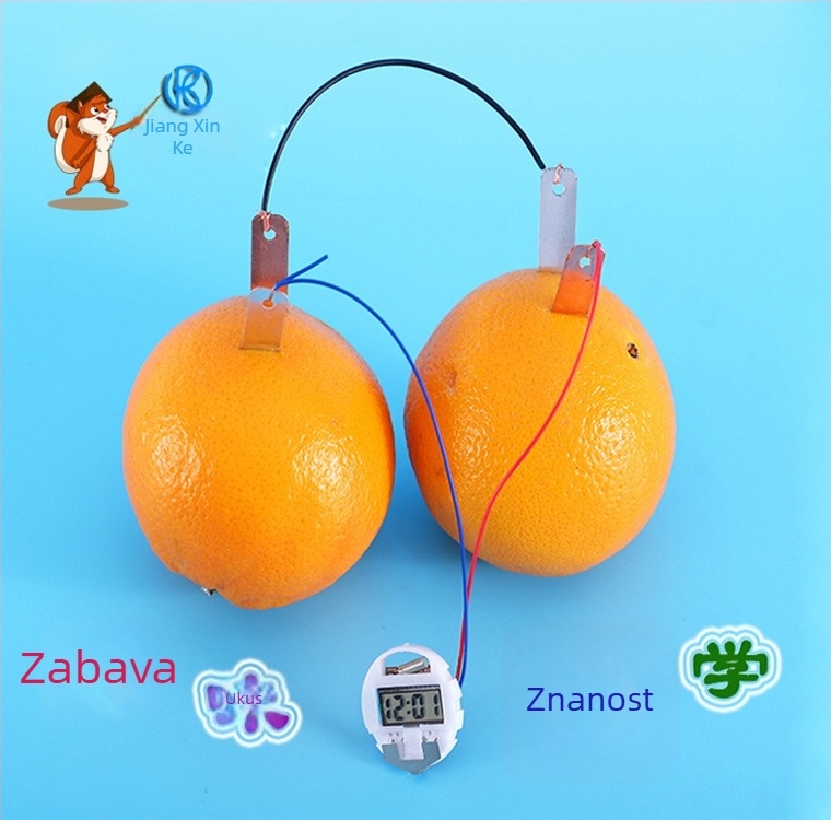 Znanstveni edukacijski set: sat s baterijom od voća — metalni, električni, multi-funkcionalni, za djecu 4–6 godina