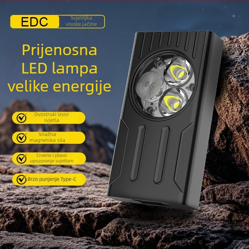 Magnetska mini radna svjetiljka EDC, 5W LED, 400 lm, Type-C brzo punjenje, 120° snop, domet 50 m