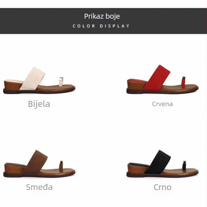 Ležerne slip-on sandale s petljom za prste, 4 cm povećanje visine, gornji i unutarnji dio od super vlakna, gumeni potplat, okrugli vrh