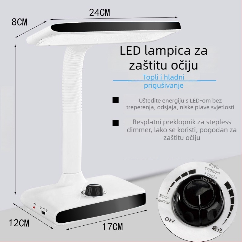 DP663 stolna lampa s USB punjenjem, podesivo hladno/toplo svjetlo i dimmer, ugrađena litijska baterija, CRI ≥ 90, lampica za učenje s zaštitom očiju