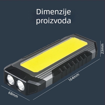 LED radna svjetiljka s COB izvorom, USB punjenje, magnet, kućište od aluminijske legure, IP6 zaštita