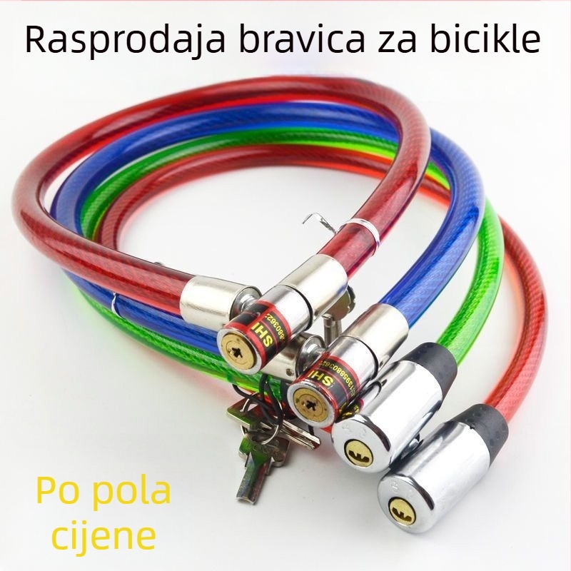 Višenamjenska brava od čeličnog kabla za bicikle, električna vozila i kućna vrata, zaštita od rezanja i krađe.
