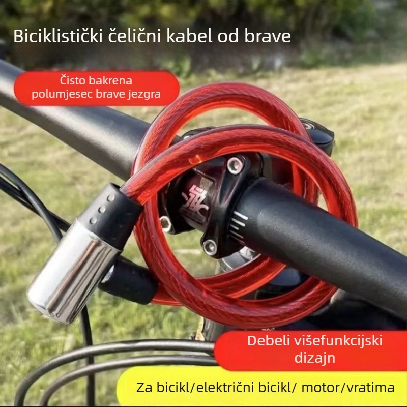 Višenamjenska brava od čeličnog kabla za bicikle, električna vozila i kućna vrata, zaštita od rezanja i krađe.