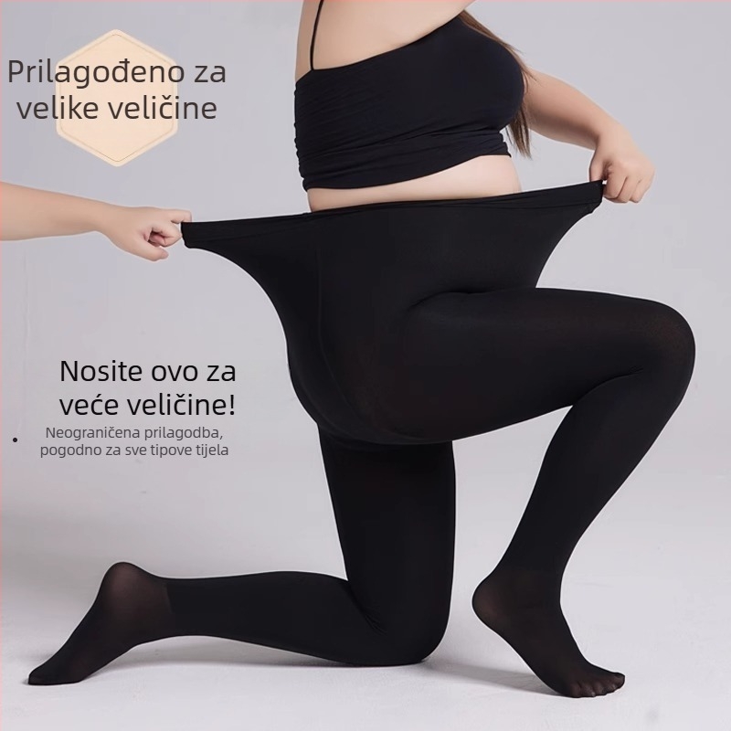 Baršunaste hlačne čarape s fleece podstavom, jednobojni dezen, srednja debljina