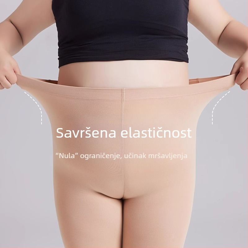 Baršunaste hlačne čarape s fleece podstavom, jednobojni dezen, srednja debljina