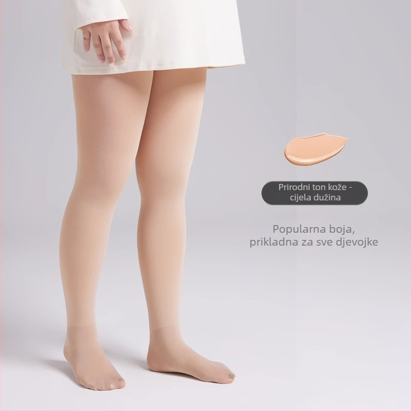 Baršunaste hlačne čarape s fleece podstavom, jednobojni dezen, srednja debljina