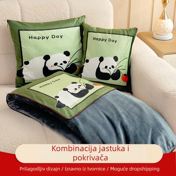 Dva u jednom flanel automobilsku jastučnicu i deku s prilagođivim logotipom, plišasti velur vanjski, otisak crtani film, poliester punilo