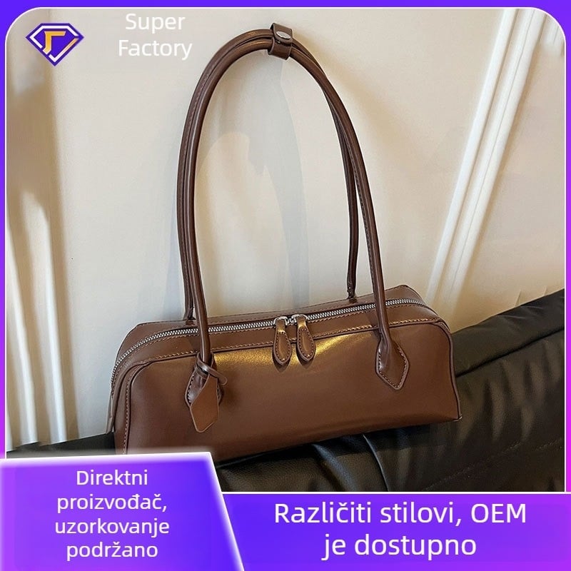 PU baguette torba, ovalni oblik, zatvarač, poliester podstava