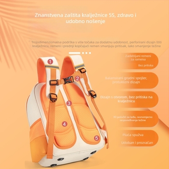 Školska ranac za osnovnu školu, Oxford tkanina, prozračna, vodootporna, antibakterijska, kaiševi s zračnim jastucima