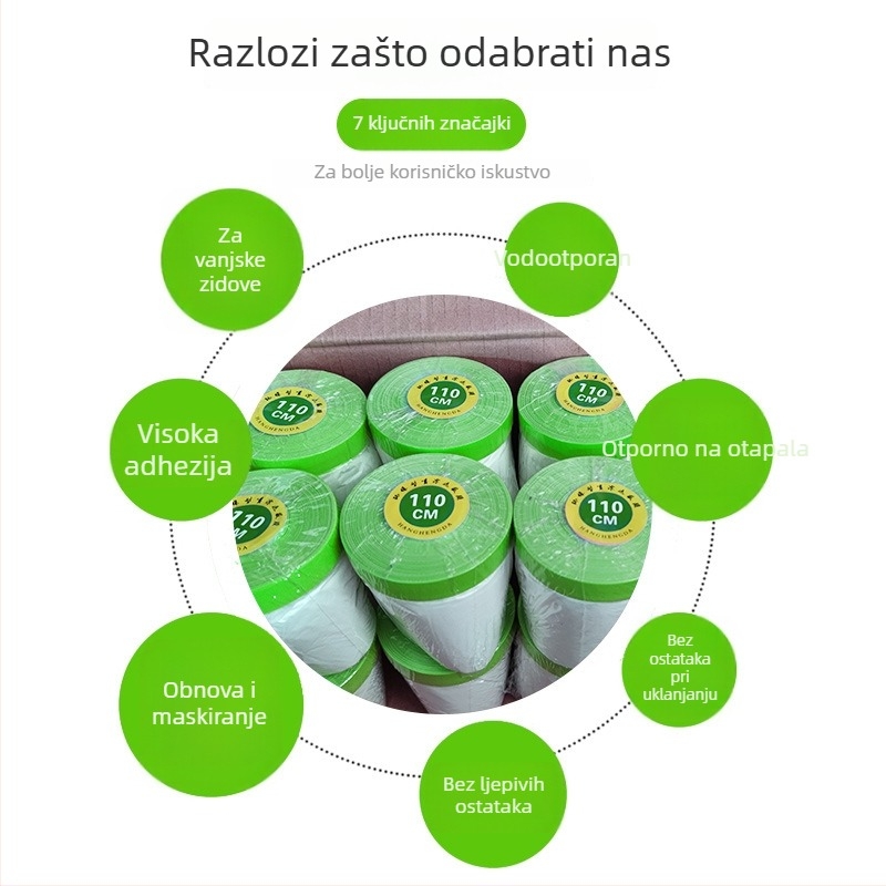 Maskirajuća folija za vanjske zidove (Bucket Tape serija) – duljina 25 m, snažno prianjanje, prilagodljiva obrada