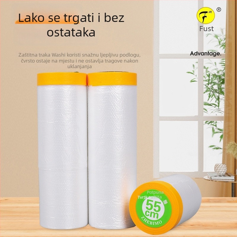 Foster jednokratna zaštitna maskirajuća folija za bojanje, debljine 0,6 mm, osnovni papir japanskog papira, kristalno ljepilo, proziran zaštitni film protiv prašine za kućnu dekoraciju
