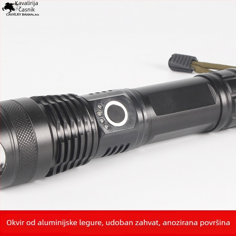 Ručna LED svjetiljka s promjenjivim zumom, domet 1000 m, punjiva, vodootporna