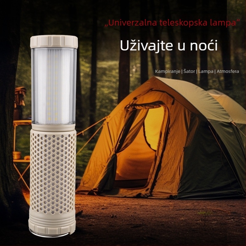 Kamperska LED lampa s teleskopskim dizajnom, 5V/10W, dvobojno atmosfersko osvjetljenje, magnetska radna svjetiljka