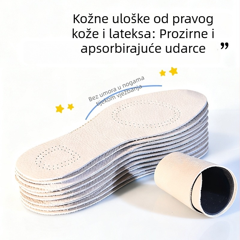 Uložak od prave kože krave s prednjim dijelom od latexa – unisex za tenisice i svakodnevne cipele, potpuno podstavljanje i apsorpcija udaraca