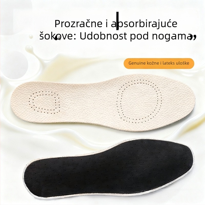 Uložak od prave kože krave s prednjim dijelom od latexa – unisex za tenisice i svakodnevne cipele, potpuno podstavljanje i apsorpcija udaraca