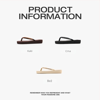 Ženske sandale s klinastim potpeticama i remenom između prstiju, debeli potplat, prozračan gornji dio EVA i TPR potplat za plažu