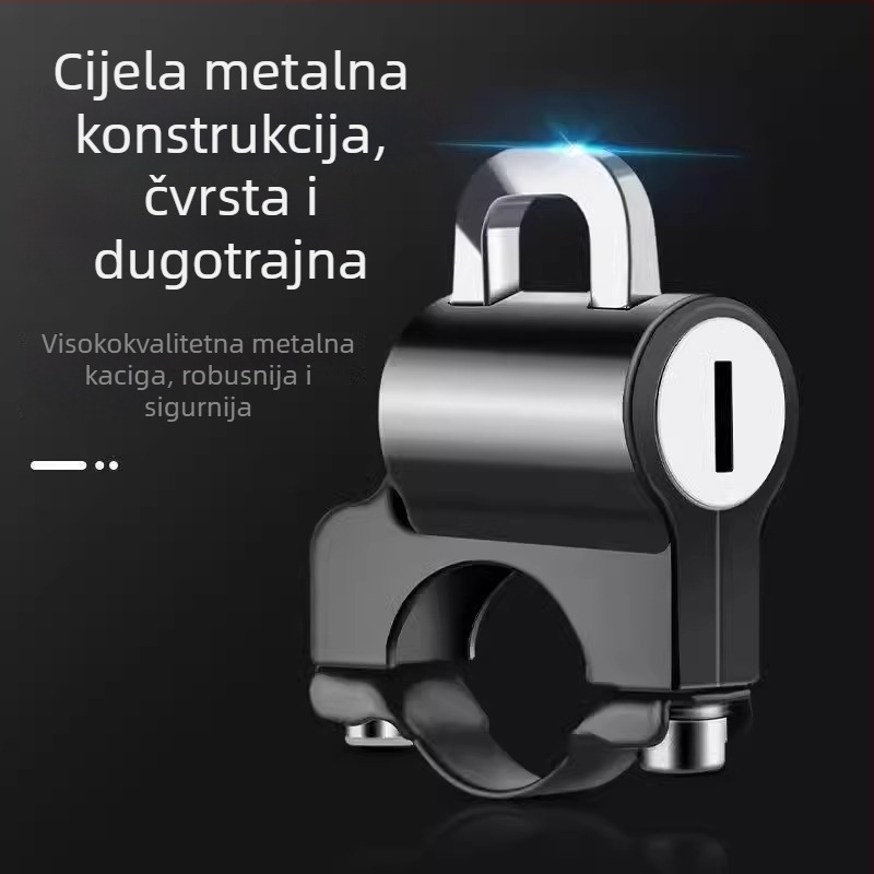 Brava za kacigu za električna vozila, bicikle i motocikle — obični ključ, cinkov legirani materijal, protiv krađe, vodootporna, podesiva