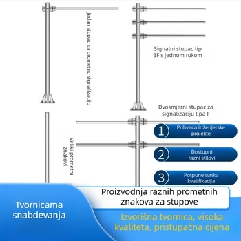 Aluminijska prometna oznaka za autocestu, s jednostavnim cantilever nosačem, prilagodljiva, reflektirajući film razine reklama