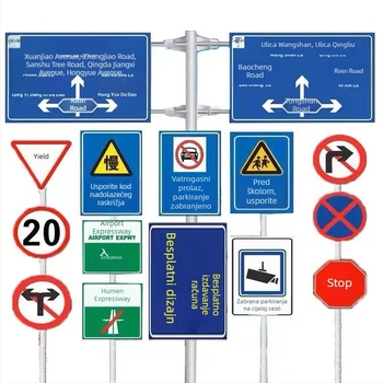 Aluminijska prometna oznaka za autocestu, s jednostavnim cantilever nosačem, prilagodljiva, reflektirajući film razine reklama