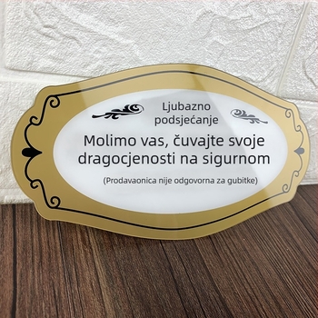 Akrilni znak vrata i zidna naljepnica – sitotisk, Jingying; za različite prostore; sigurnosni znaci, znaci pića, portalski znaci