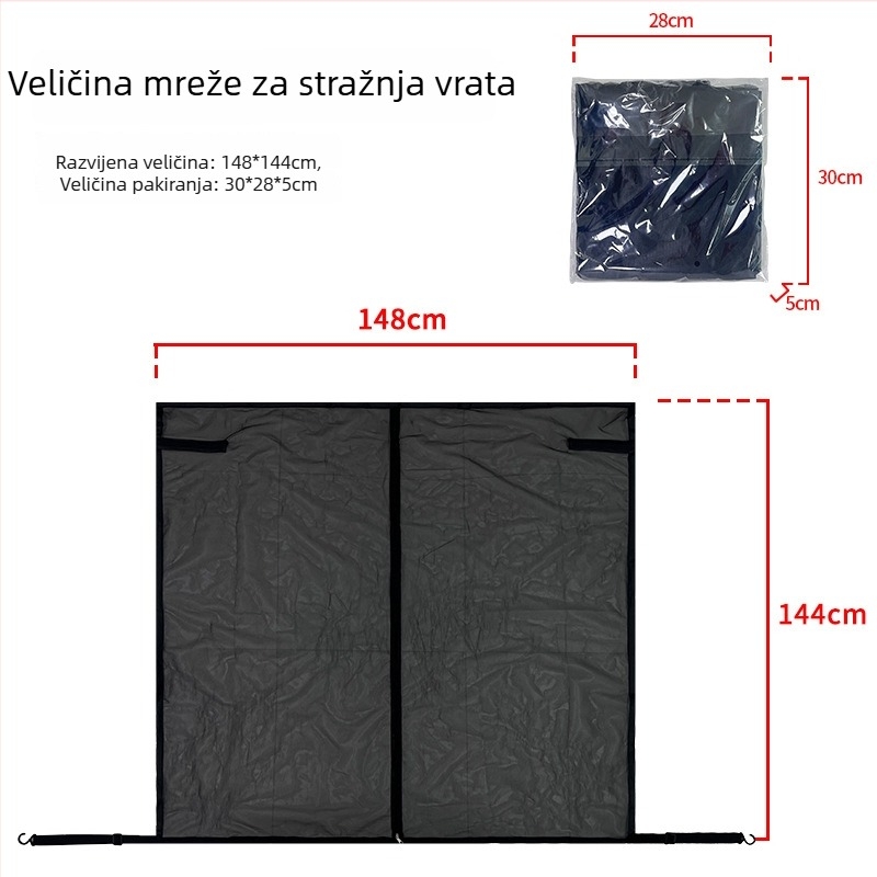 Prozirna mreža protiv komaraca za stražnji dio automobila s magnetskim ugradnjom, universalni model