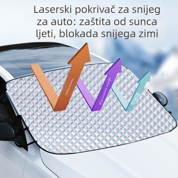 Zimska zaštita prednjeg vjetrobranskog stakla automobila – teleskopska instalacija, univerzalna kompatibilnost, materijal Laser Titanium Silver+, gradijentni uzorak, jednostavan stil