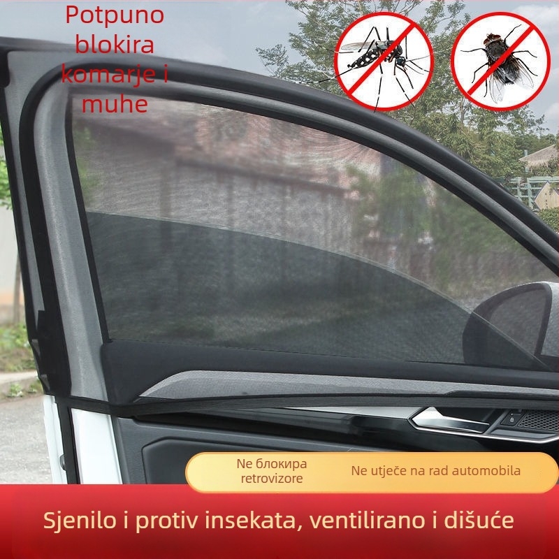 Automobilska sjenila za prozor s mrežom protiv komaraca – prozračna, poluprovidna, viseći montažni sustav, prilagodljiva obrada