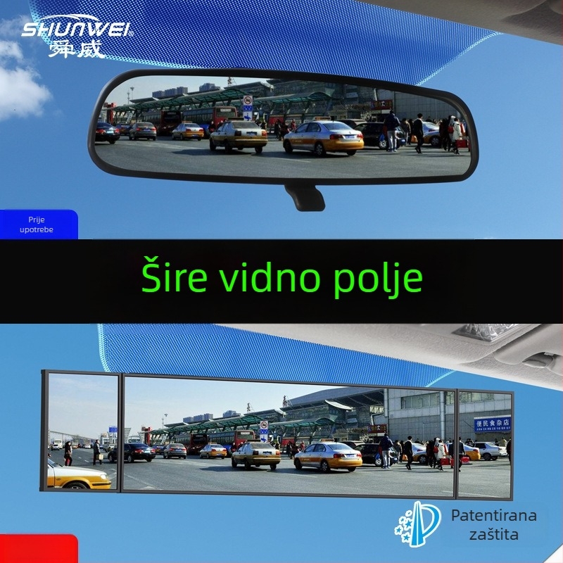 Automobilski retrovizor s proširenim vidnim poljem, sferično staklo ogledalo, marka Shunwei, kompatibilno s većinom modela