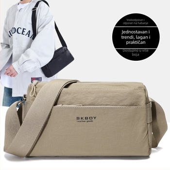 Krosbody torba, premium tkanina, casual putni stil, jedna naramenica, zatvaranje na zip, unutarnji džepovi za telefon i dokumente