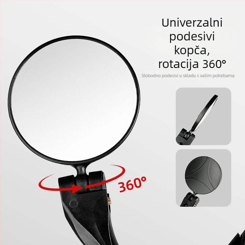 Acrono konveksno ogledalo za upravljač za planinske i cestovne bicikle, ABS, težina 53–66 g, dva stila: dugi i kratki, uključene dvije ključa za ugradnju