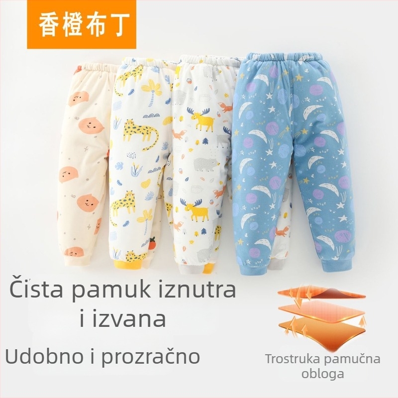 Dječje tople hlače s trostrukom prešivenom podstavom, od pamuka, za zimu i jesen, unisex, za djecu 1–3 godine.
