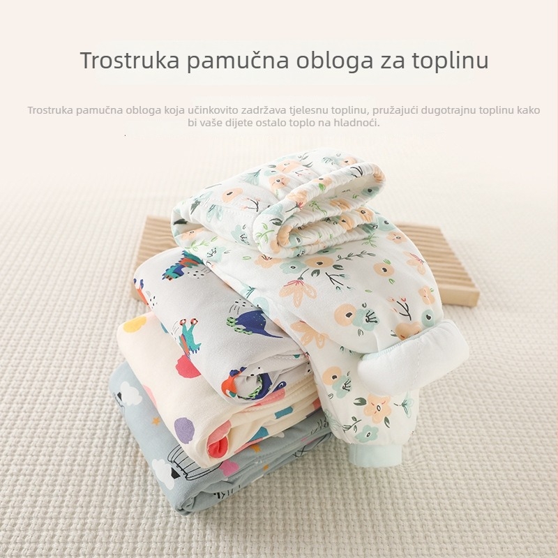 Dječje tople hlače s trostrukom prešivenom podstavom, od pamuka, za zimu i jesen, unisex, za djecu 1–3 godine.