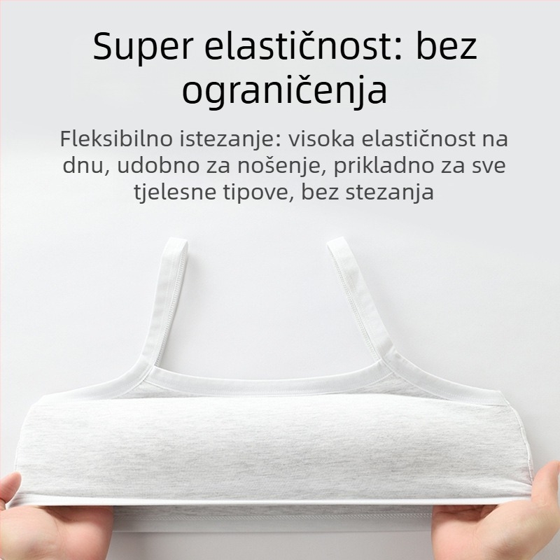 Dječji pamučni grudnjak za djevojčice, puni kupa, tanak oblikovani cup, bez čeličnih krugova, jednodijelni dizajn, čvrste dvostruke naramenice, prozračno i upija znoj