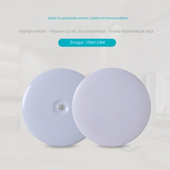LED stropno svjetlo s radarom za pokret i upravljanjem glasom i svjetlom, 220V, domet 10–15 m², pogodno za hodnik i balkon
