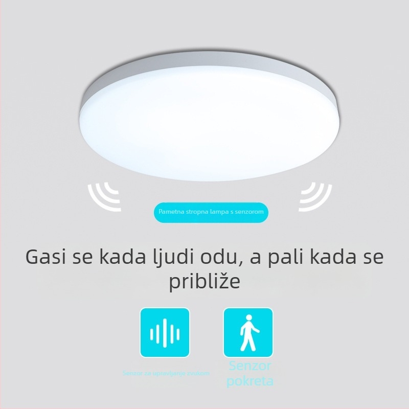 LED stropno svjetlo s radarom za pokret i upravljanjem glasom i svjetlom, 220V, domet 10–15 m², pogodno za hodnik i balkon