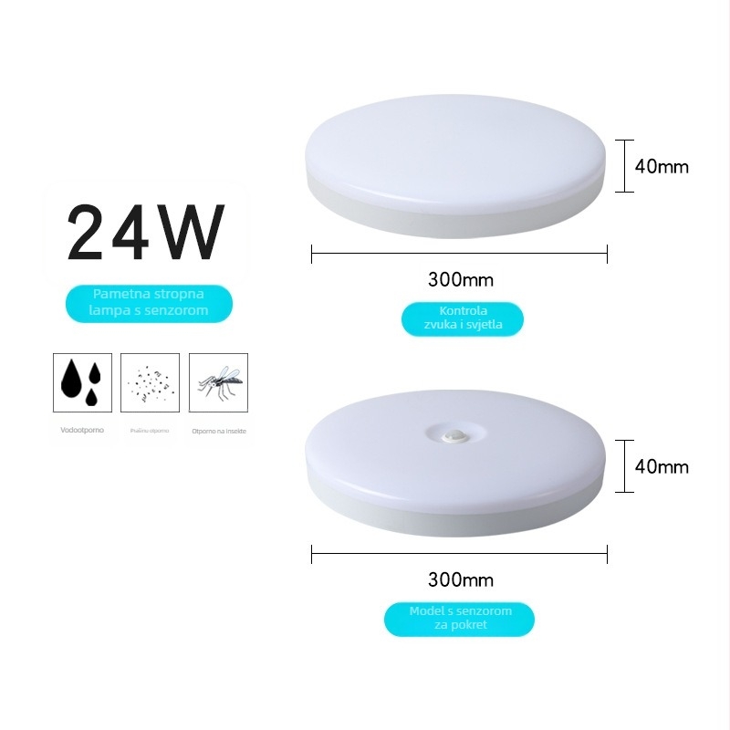 LED stropno svjetlo s radarom za pokret i upravljanjem glasom i svjetlom, 220V, domet 10–15 m², pogodno za hodnik i balkon