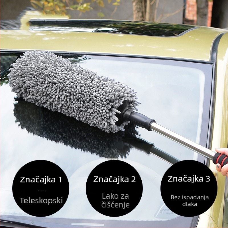 Teleskopska četka za pranje automobila s glavom za prašinu i nano-vosk četkom
