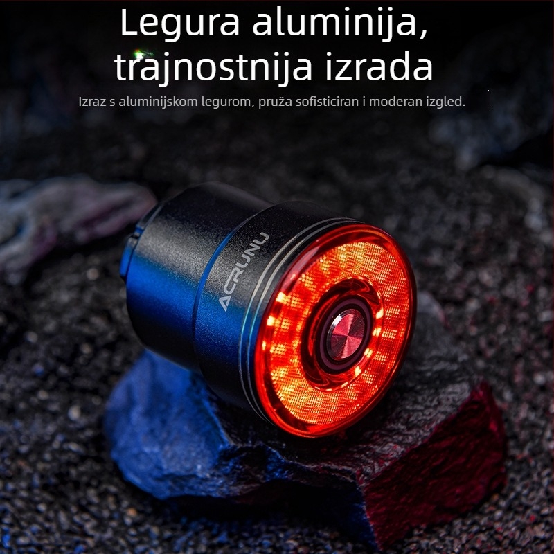 ACRUNU stražnja svjetiljka za bicikl s pametnim senzorom kočnice, USB punjenje, IP65, 5 načina osvjetljenja