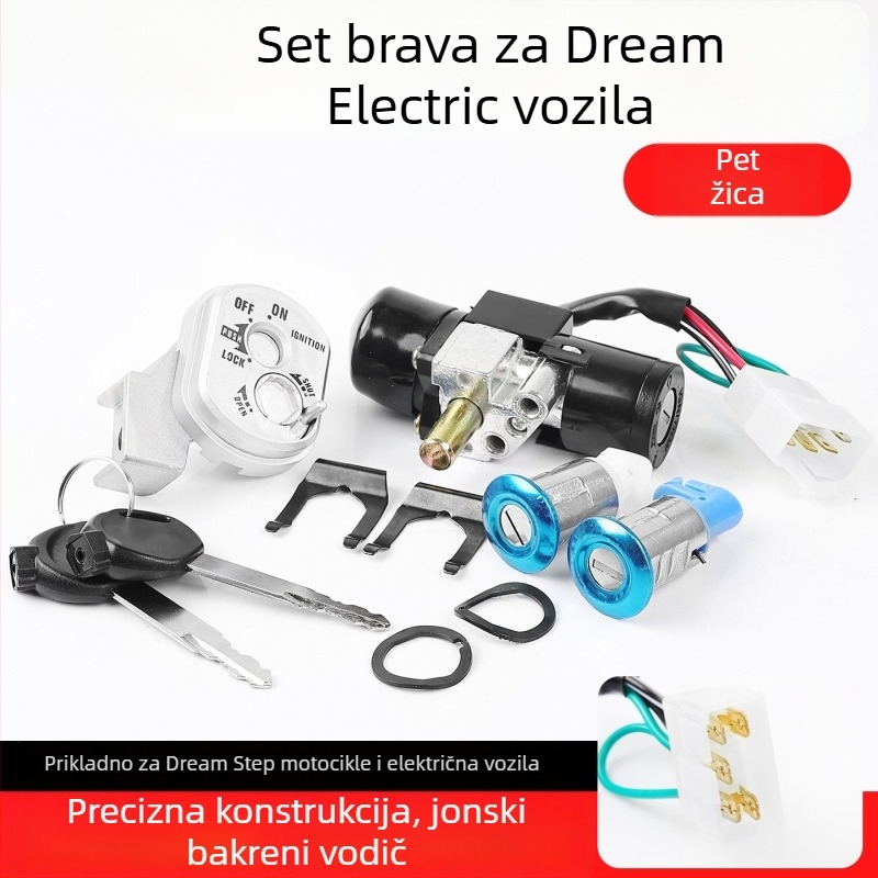 Brava za motocikl Mojielong Dream Chasing 5-wire, komplet zaključavanje, cinkova legura, dugi stil, vodootporna zaštita