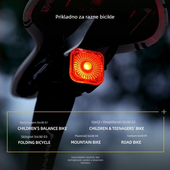 ACRUNU Stražnja svjetla za bicikl s inteligentnim senzorom kočenja, vodootporna, 30 g (Dugotrajna baterija; Vodootporna konstrukcija; Težina 30 g)