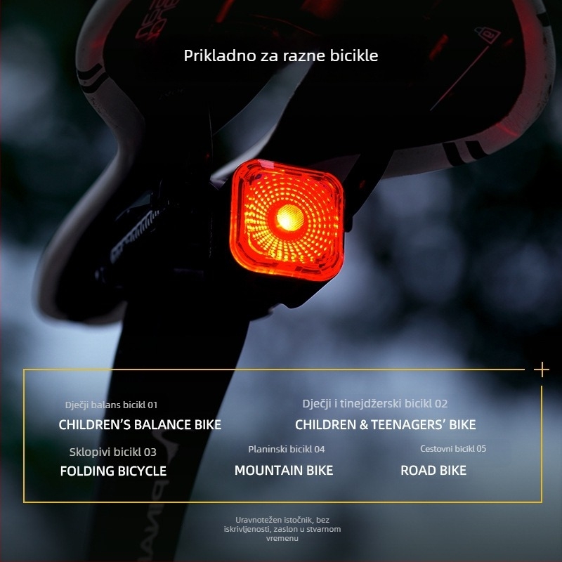 ACRUNU Stražnja svjetla za bicikl s inteligentnim senzorom kočenja, vodootporna, 30 g (Dugotrajna baterija; Vodootporna konstrukcija; Težina 30 g)