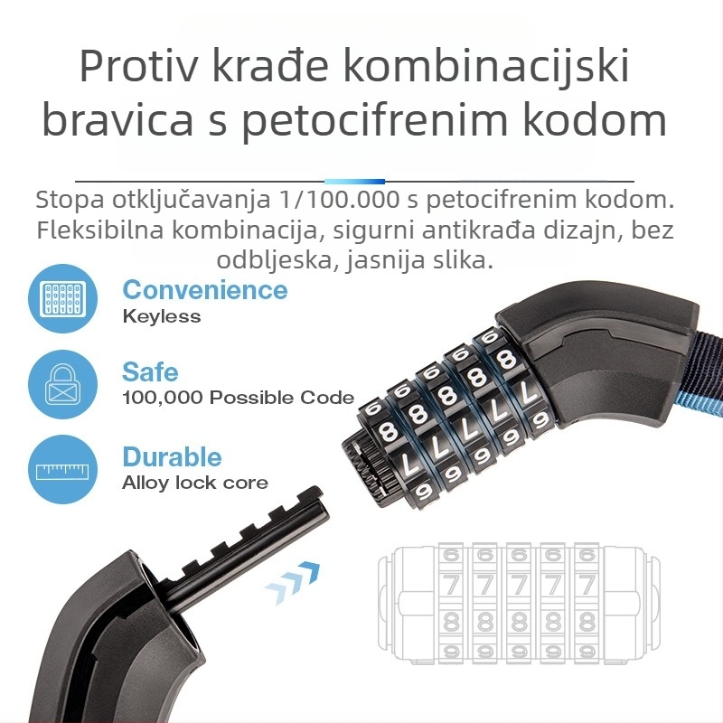 Kombinacijski lančani zaključavač za bicikle, električna vozila i motocikle (Brand Pinnamax; Model Pinn-706 / Pinn-751; Materijal: Legura; Namjena: bicikli/električna vozila/motocikli)