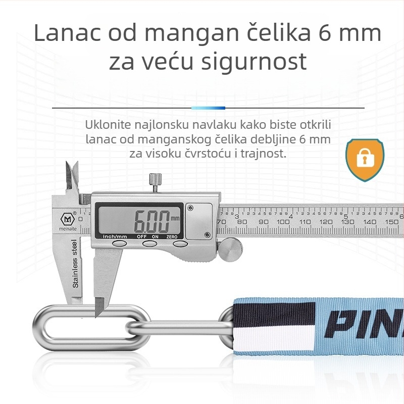 Kombinacijski lančani zaključavač za bicikle, električna vozila i motocikle (Brand Pinnamax; Model Pinn-706 / Pinn-751; Materijal: Legura; Namjena: bicikli/električna vozila/motocikli)