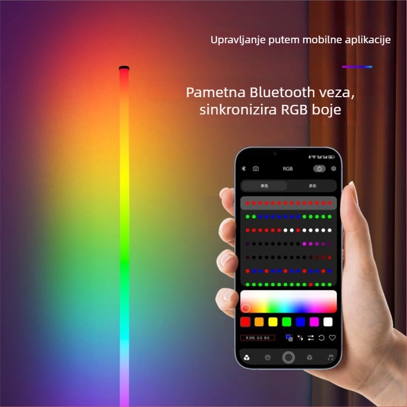 Podna LED lampa, podesiva visina, tijelo PC+PP, pokriće 5–10 m², daljinsko upravljanje