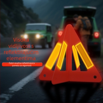Sklopivi trokutni upozoravajući znak za auto s dugotrajnim reflektirajućim svjetlom – za nesreće i nužno parkiranje, ABS materijal, komplet za godišnji pregled