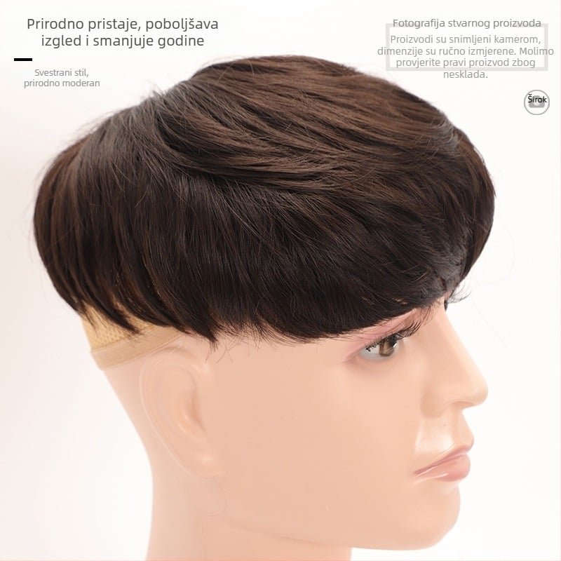 Muška perika – blok zamjene gornjeg dijela, korejski stil, kratka kosa, vlakna visoke temperature