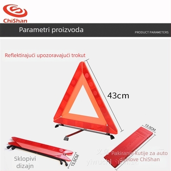 Automobilski sigurnosni trokut, sklopni, ABS, reflektirajući, tripod-stalak, 650 g