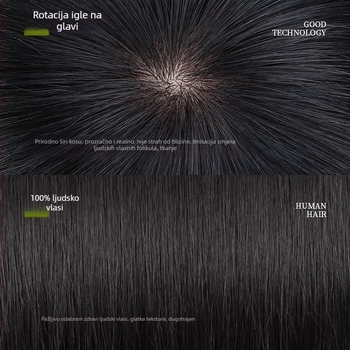 Muška perika, prava ljudska kosa, nevidljiv izgled, pahuljasta tekstura, bojenje dopušteno