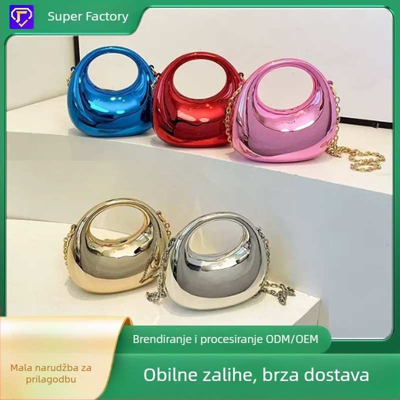 Akril Box torba, okruglog oblika, zaključavanje kopčom, skriveni džep sa zatvaračem, svakodnevna upotreba, retro euroamerički stil