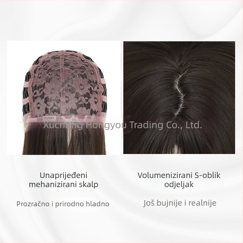 Perika - prirodan stil, duga ravna kosa, perika za cijelu glavu, dugi pramenovi, vlakno otporno na visoku temperaturu